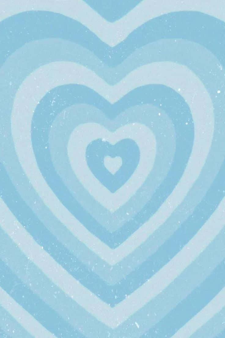 Concentric Hearts Pastel Blue Wallpaper