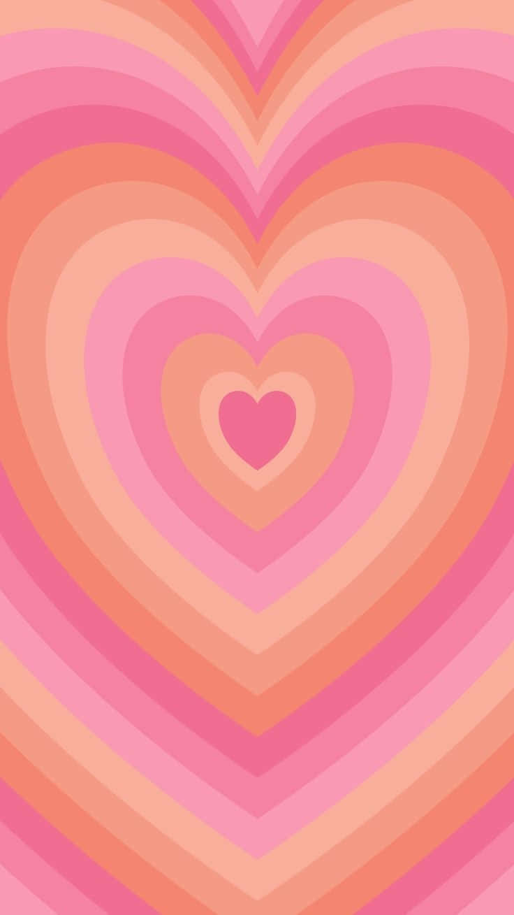 Concentric Hearts Pink Orange Pattern Wallpaper