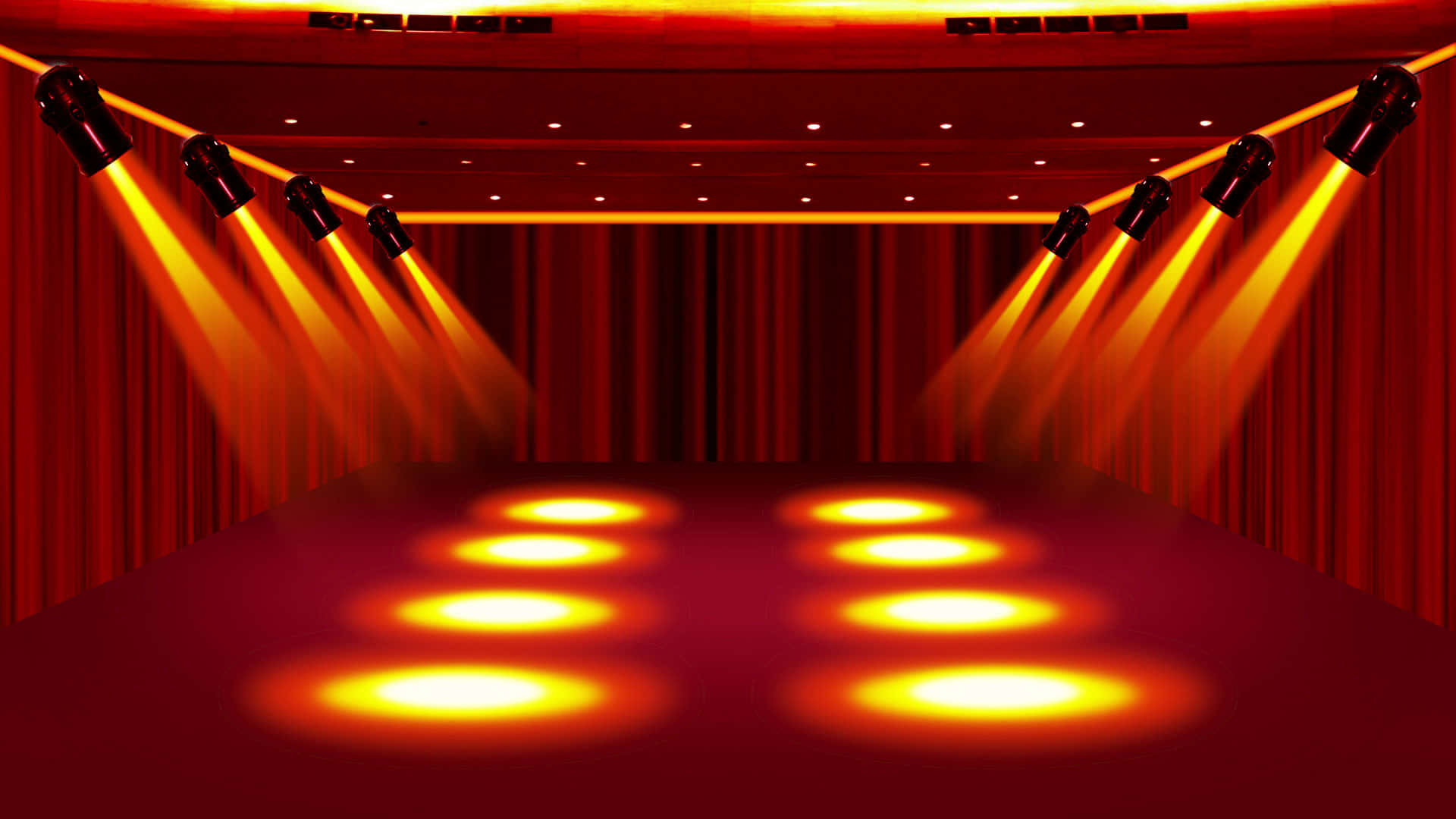 Red Spotlights Concert Background Stage Digital Art