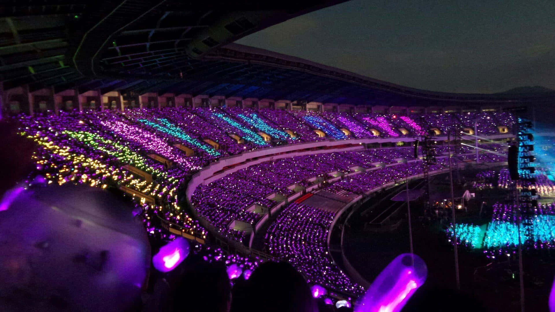 Bts Army With Purple Lights Concert Background
