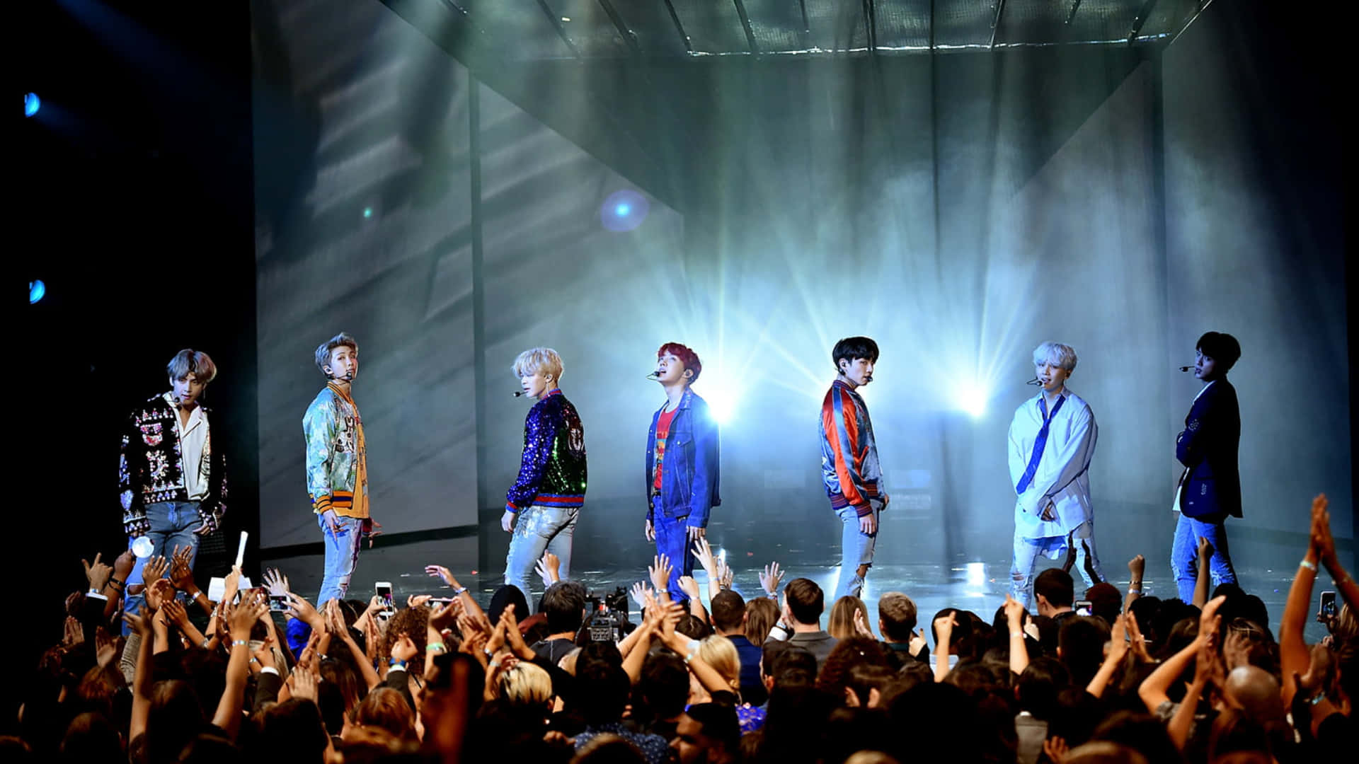 Bts Korean Boy Band Concert Stage Background