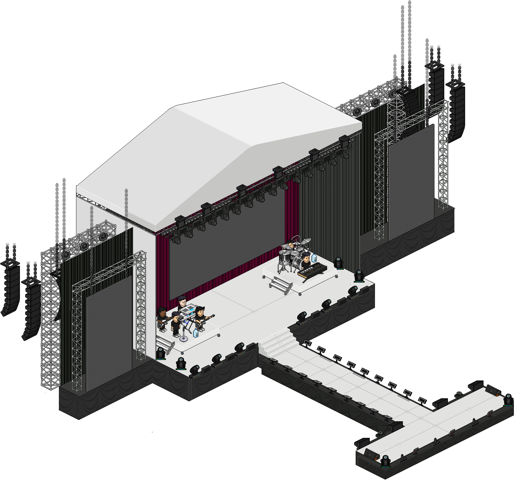 Concert Stage Setup Isometric View PNG