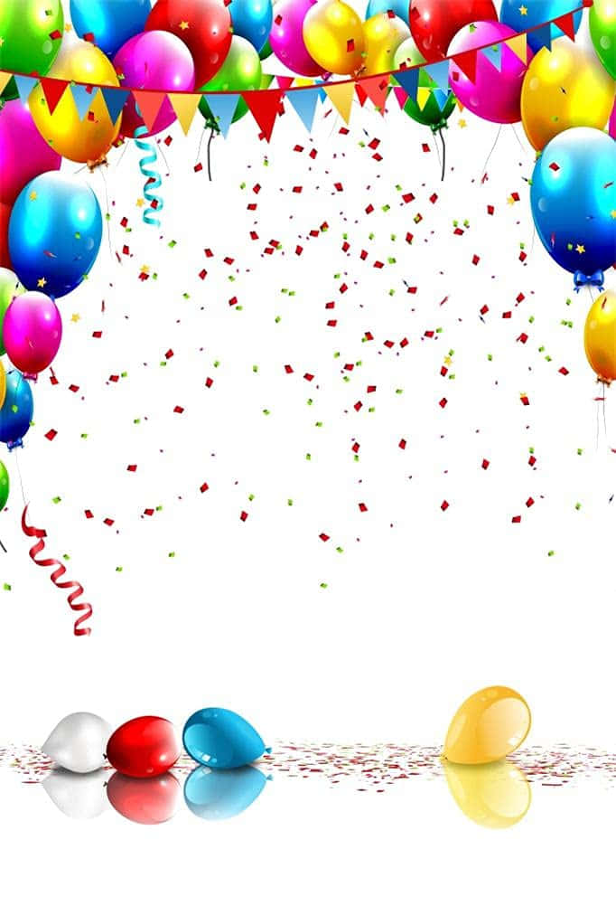 Fundode Tela Para Festa De Aniversário Com Balões E Confetes.