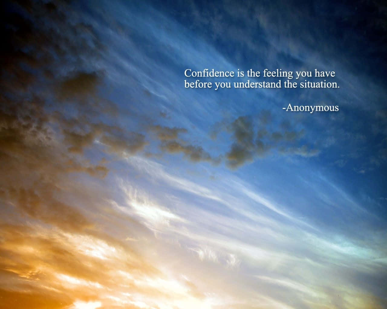 Confidence Quote In Blue Sky Wallpaper