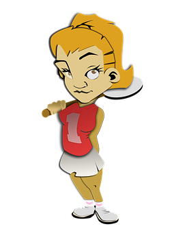 Confident Animated Girl Baseball Player PNG