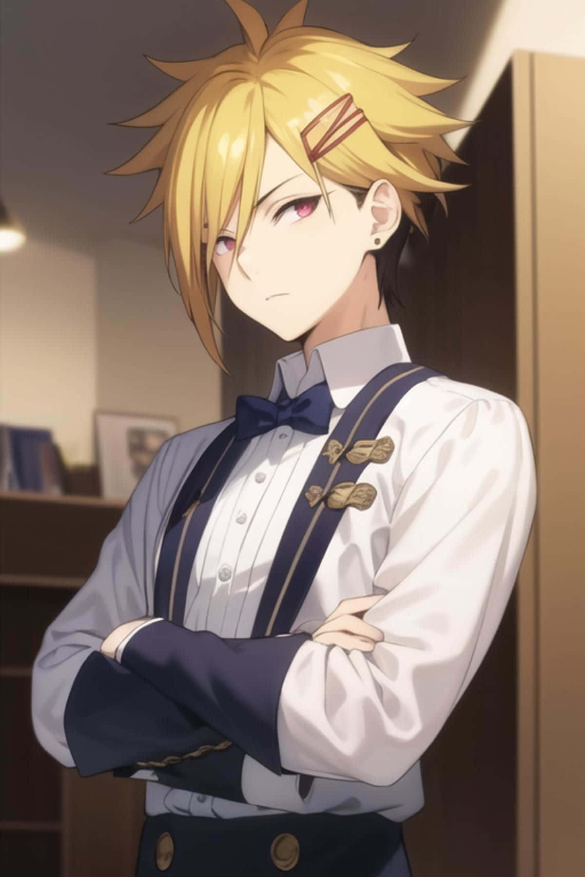 Zelfverzekerd Blond Anime Personage Achtergrond