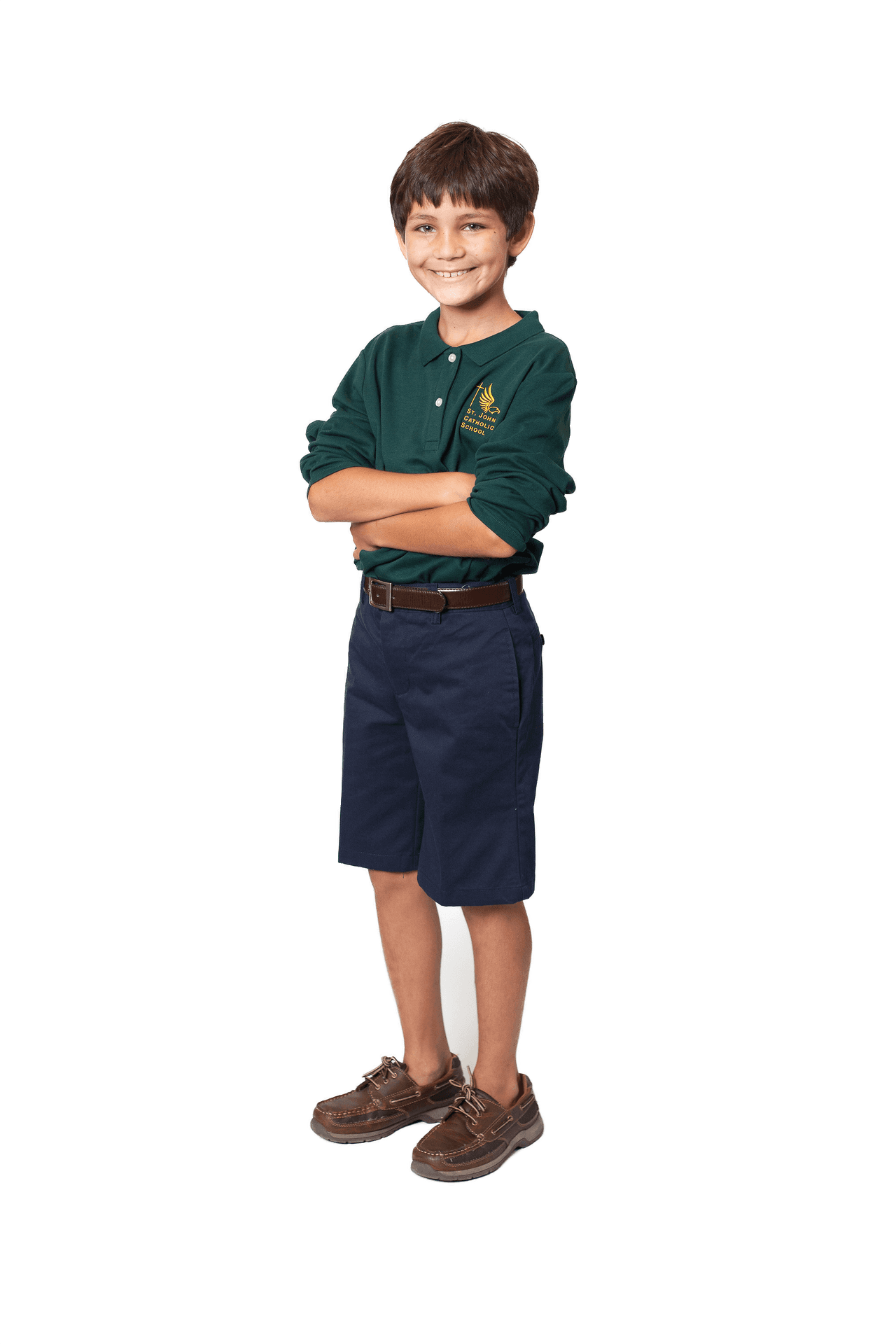 Confident Boy Standing Arms Crossed PNG