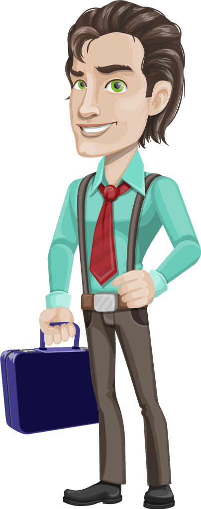 Confident Businessman Cartoon Character PNG