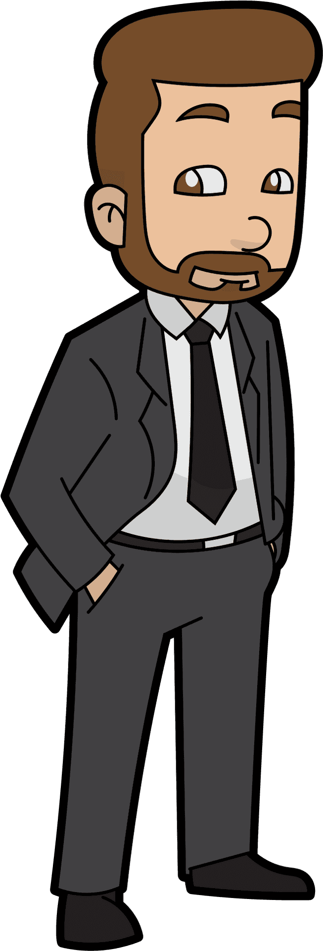 Confident Businessman Cartoon Character.png PNG