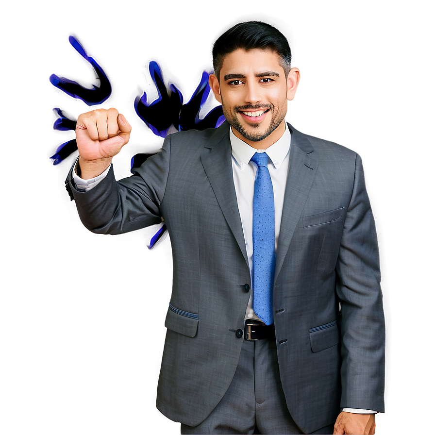 Confident Businessman Power Gesture PNG