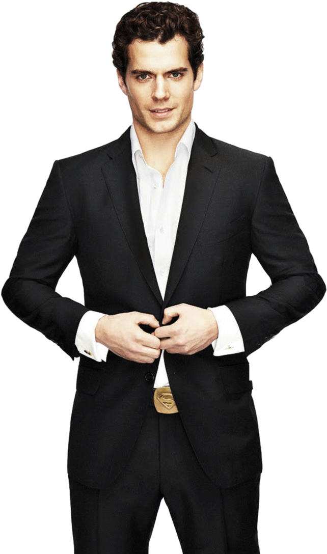 Confident Businessmanin Black Suit PNG