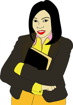 Confident Businesswoman Holding Book PNG