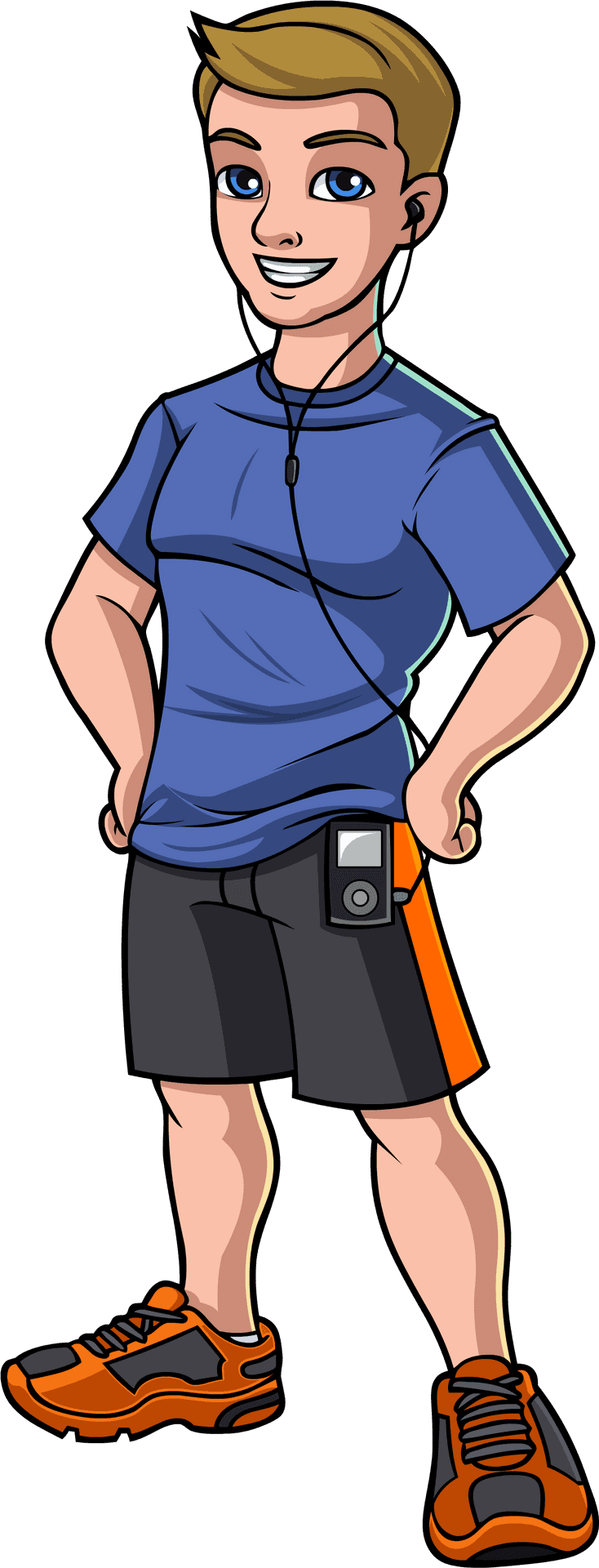 Confident Cartoon Boy Character PNG