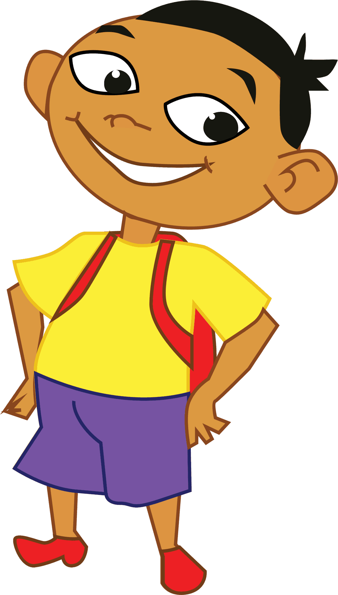 Confident Cartoon Boy Illustration PNG
