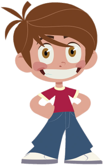 Confident Cartoon Boywith Brown Hair PNG