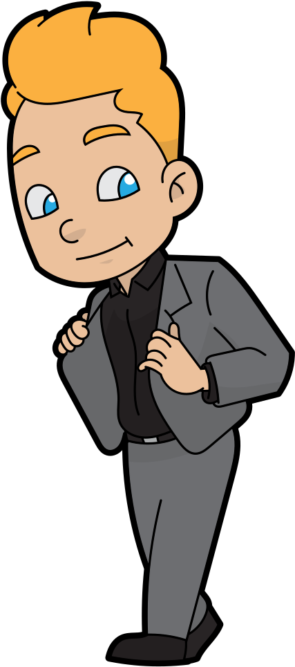 Confident Cartoon Businessman PNG