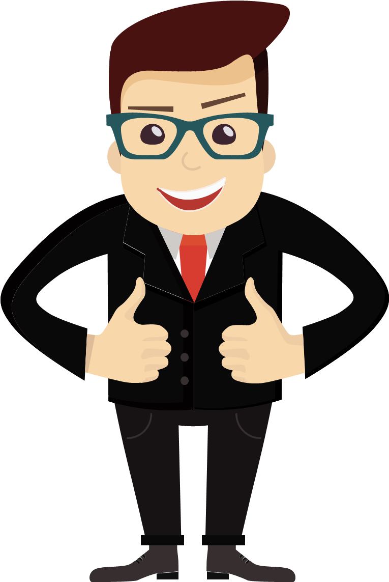 Confident Cartoon Businessman Thumbs Up PNG