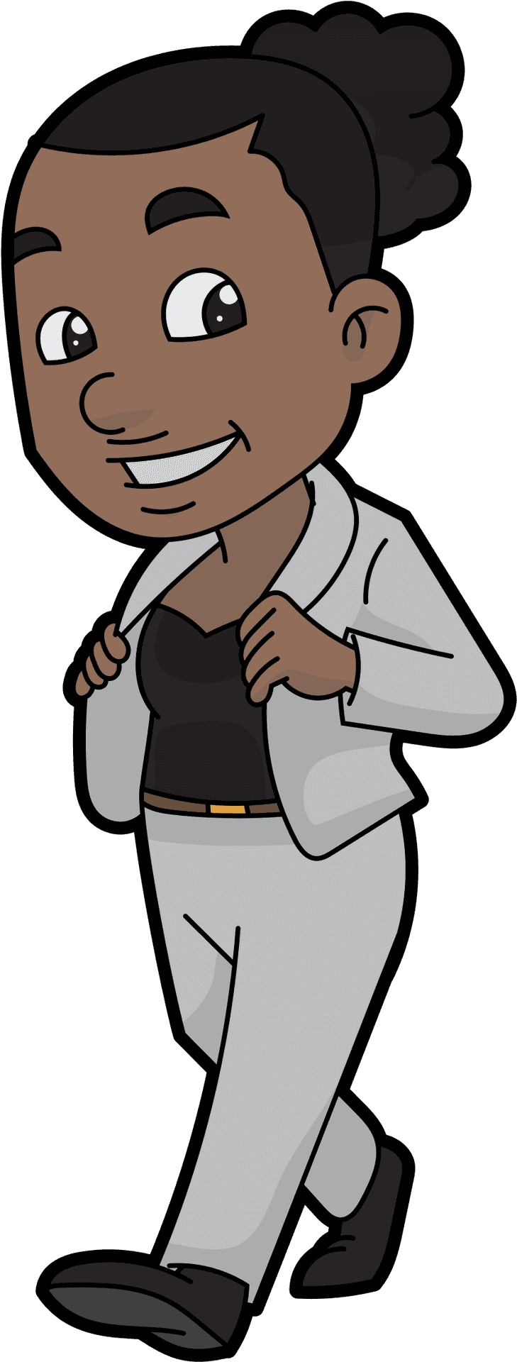 Confident Cartoon Businesswoman Walking PNG