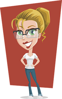 Confident Cartoon Girl Character PNG