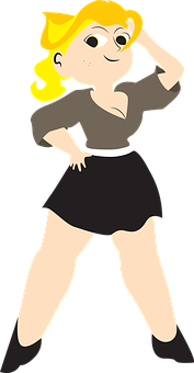 Confident Cartoon Girl Pose PNG