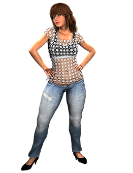 Confident Casual3 D Woman Pose PNG