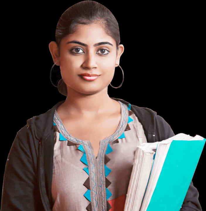 Confident Indian Studentwith Books PNG