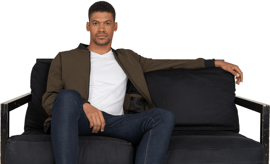 Confident Man Sittingon Sofa PNG