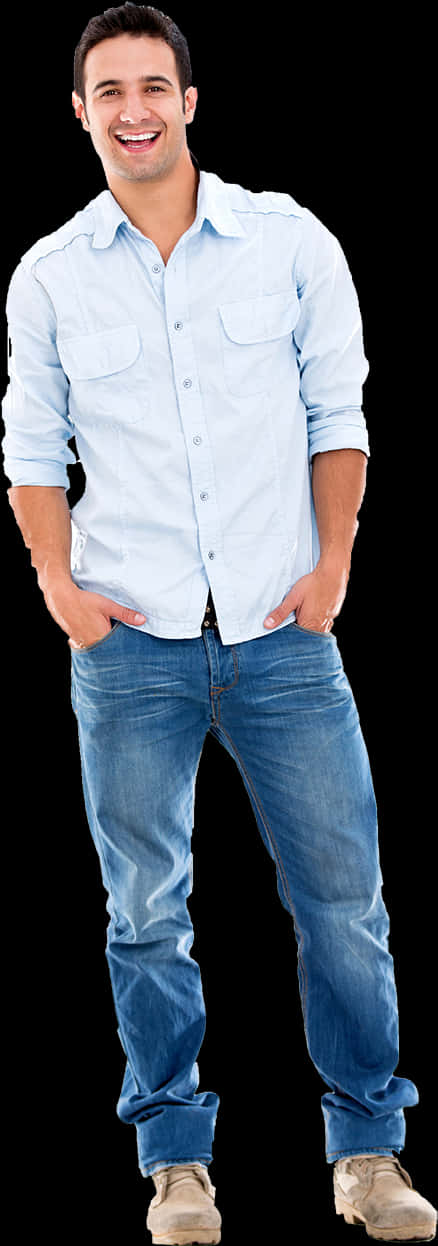 Confident Man Standing Casually PNG