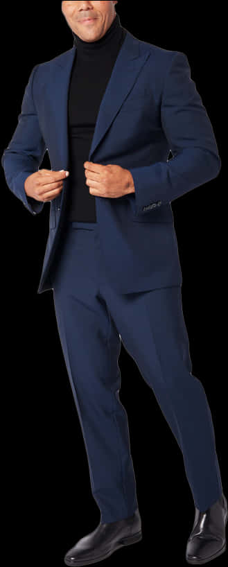 Confident Manin Blue Suit PNG