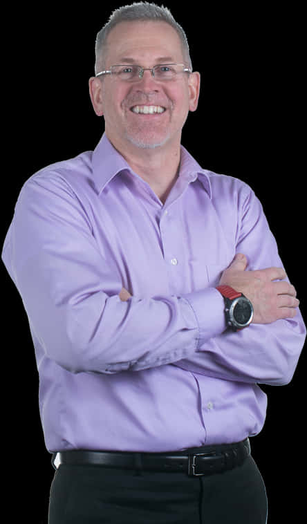 Confident Manin Purple Shirt PNG