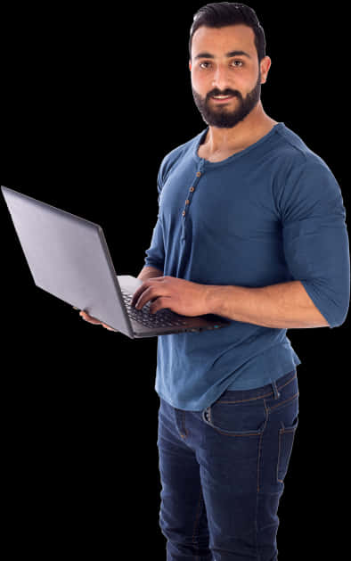 Confident Manwith Laptop PNG