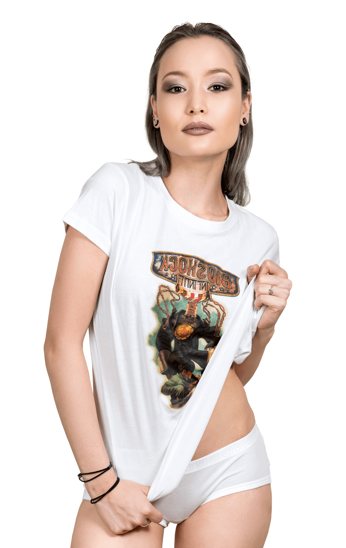 Confident Model Graphic Tee PNG