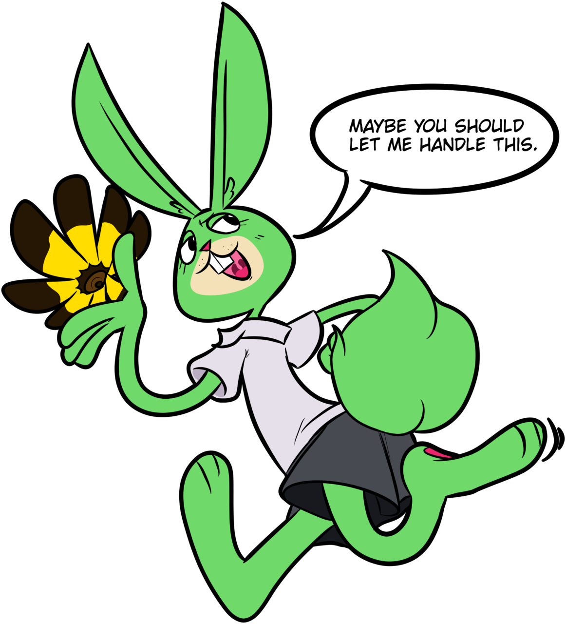 Confident Rabbit Cartoon Taking Charge PNG