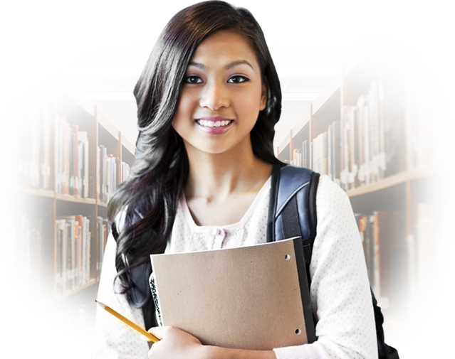 Confident Studentin Library PNG
