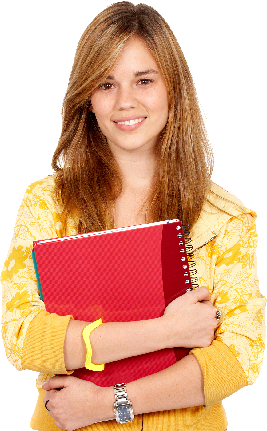 Confident Studentwith Notebooks PNG