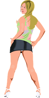 Confident Woman Pose Illustration PNG