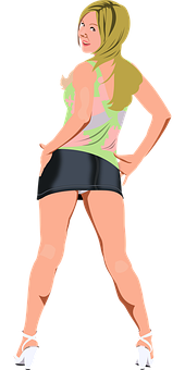 Confident Woman Pose Vector PNG