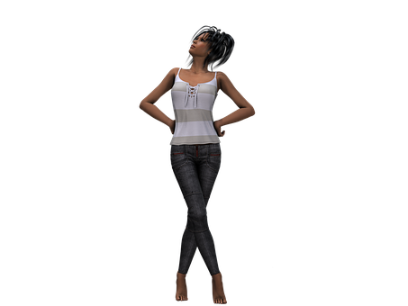 Confident3 D Animated Woman Pose PNG