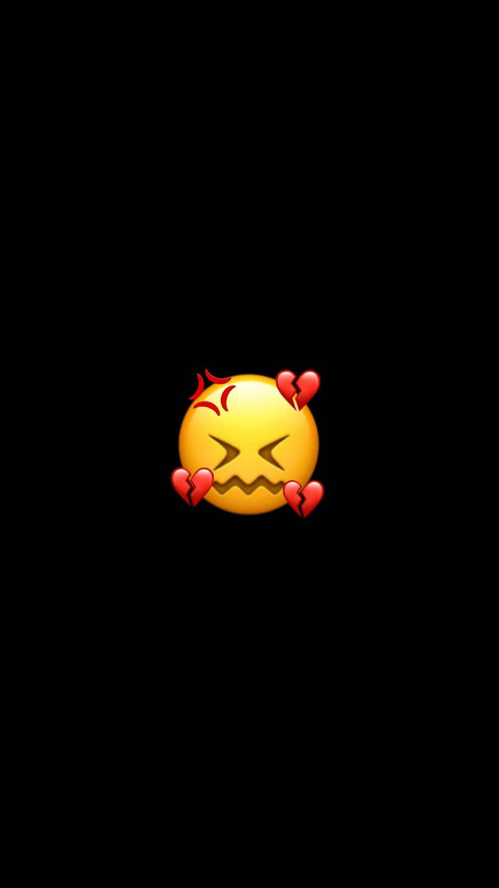 Download Confounded Emoji With Broken Heart Black Wallpaper 