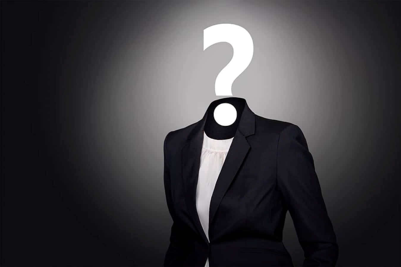 A Woman In A Suit With A Question Mark On Her Head