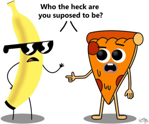 Confused Pizzaand Cool Banana PNG