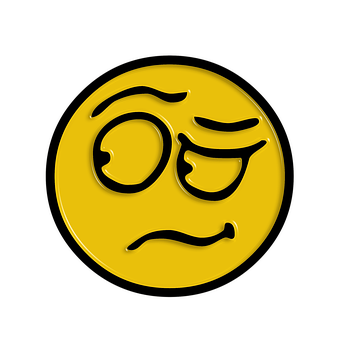 Confused Yellow Emoji Black Background PNG