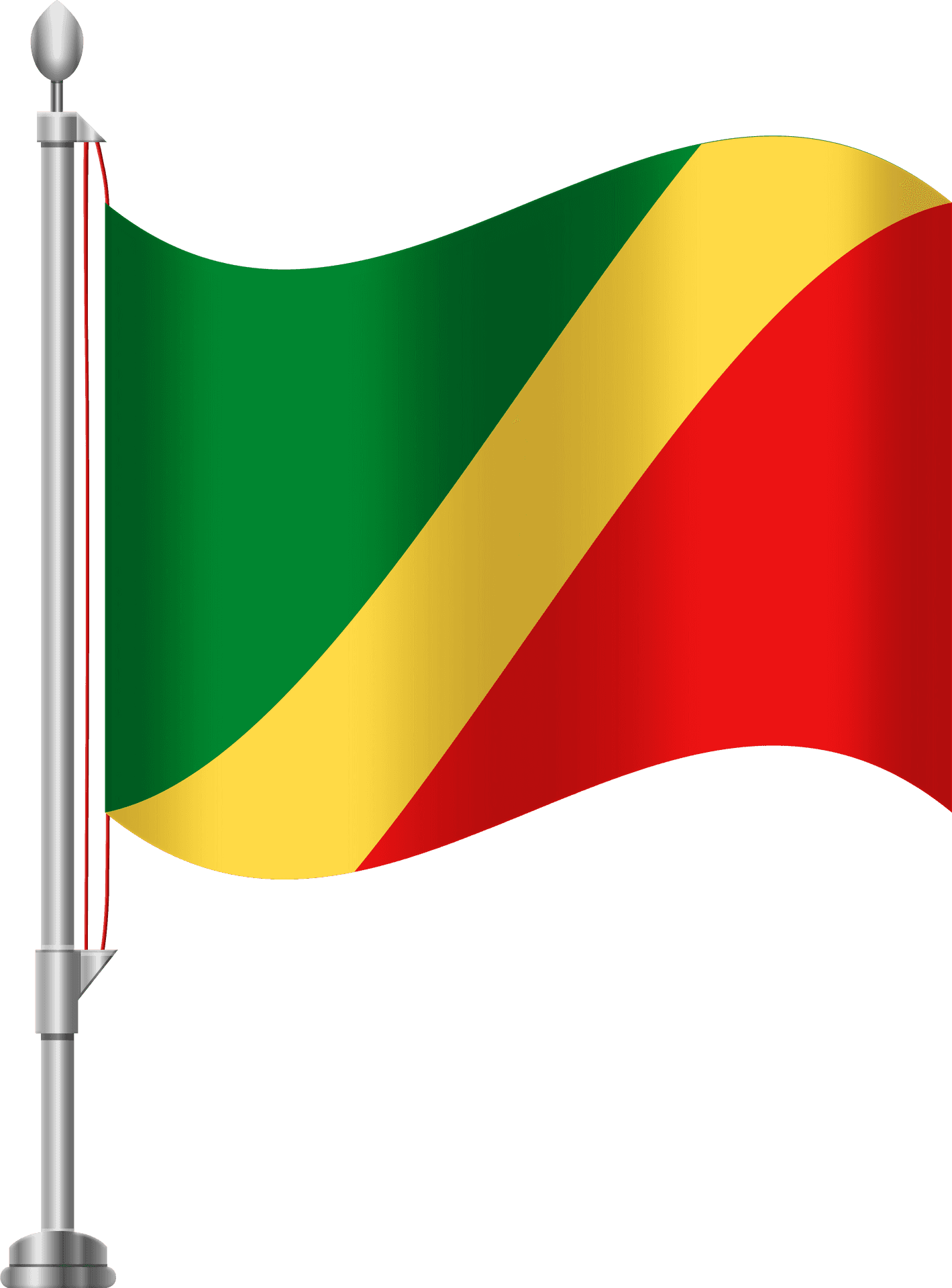 Congo Republic Flagon Pole PNG