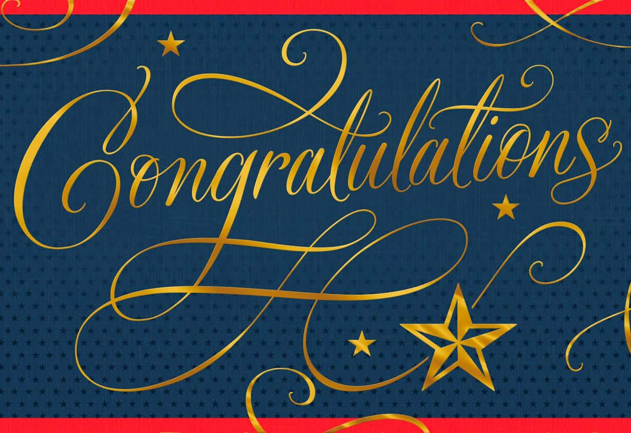 Congratulations Card With Gold Stars And Stars