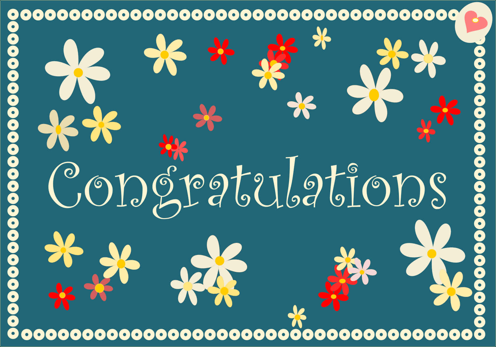 Congratulations Card With Flowers And A Heart