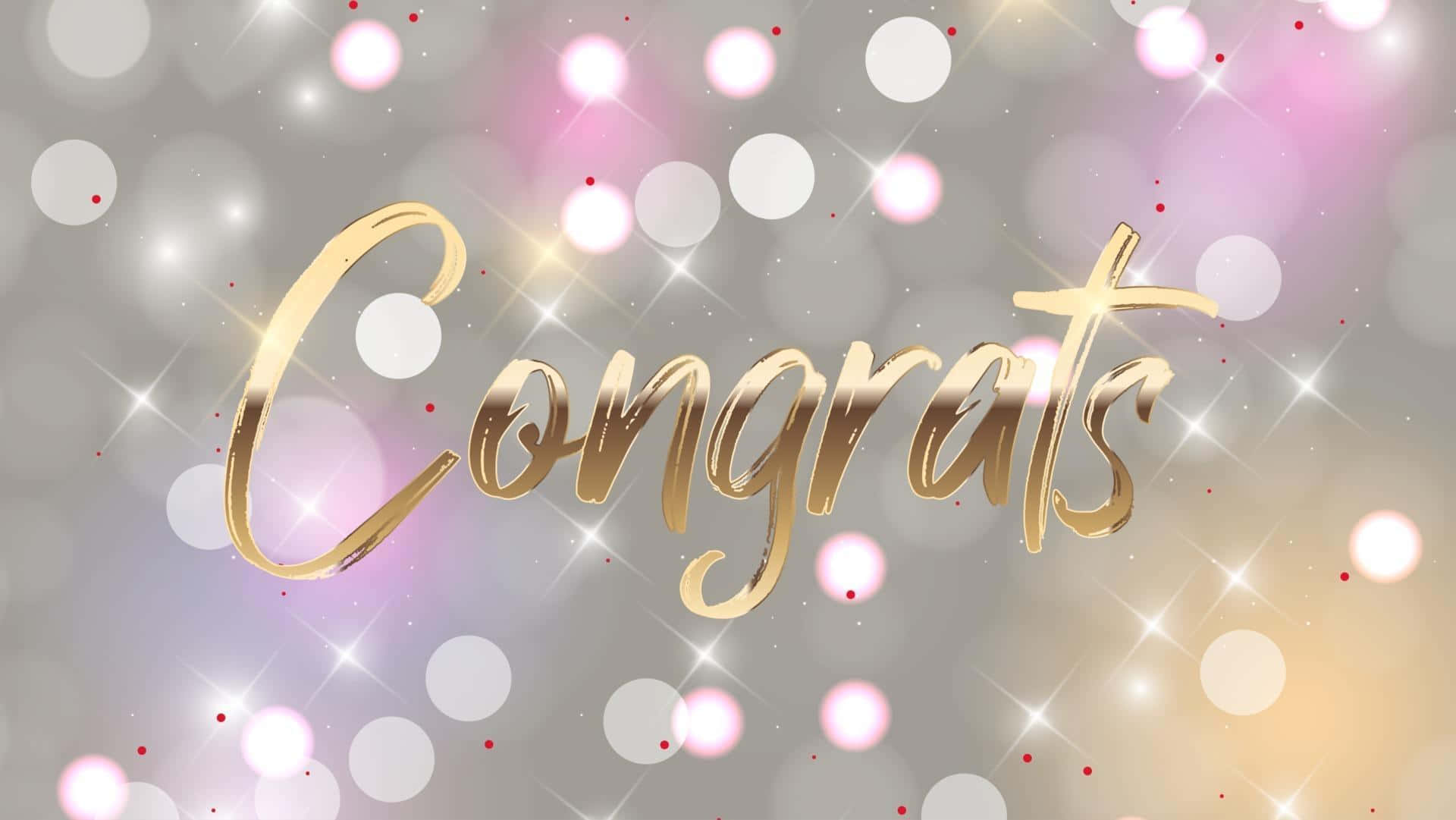 Congratulations On A Grey Background With Gold Glitter