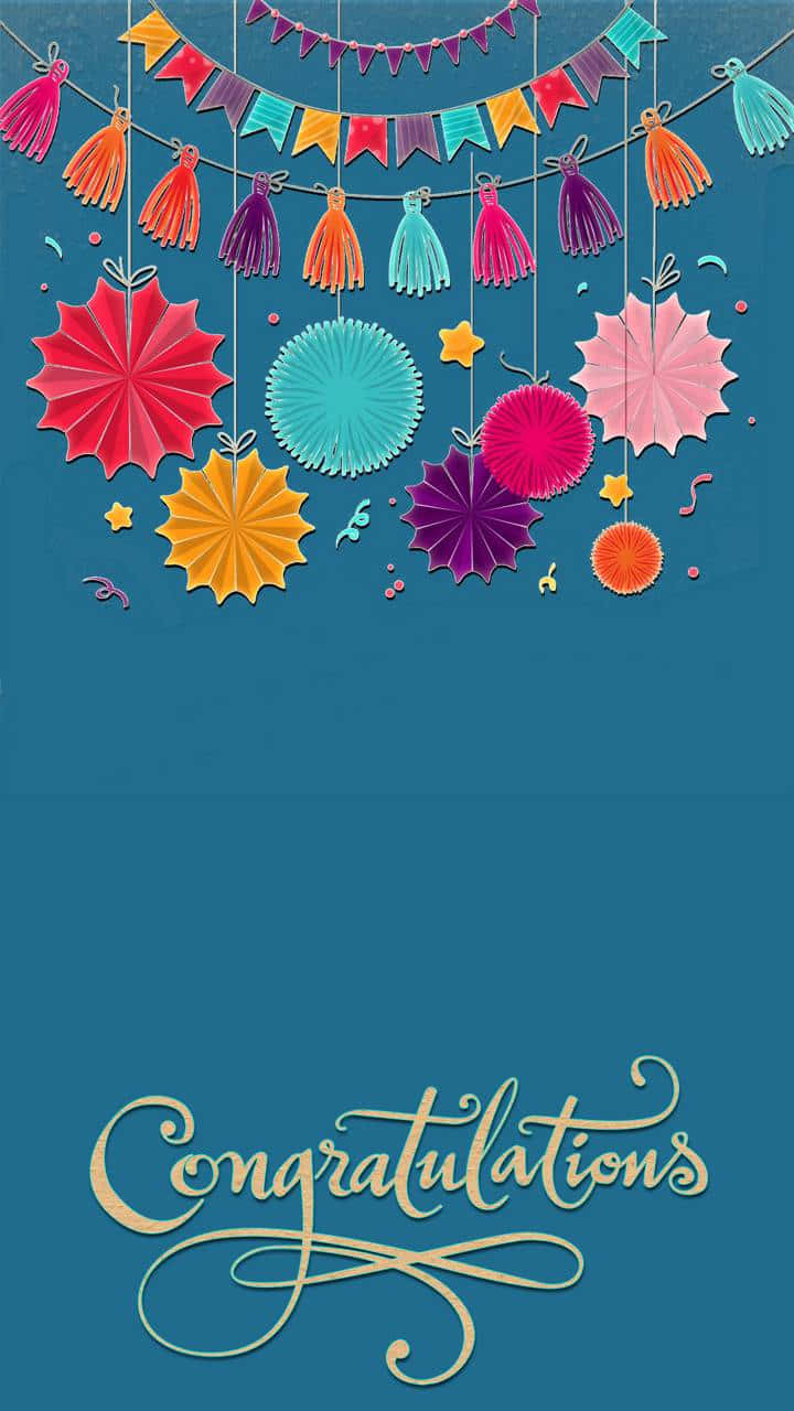 Congratulations Card With Colorful Paper Decorations