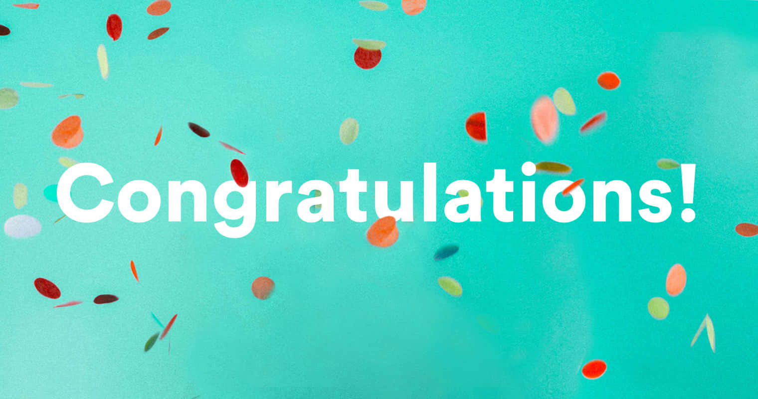 Congratulations Confetti On A Turquoise Background