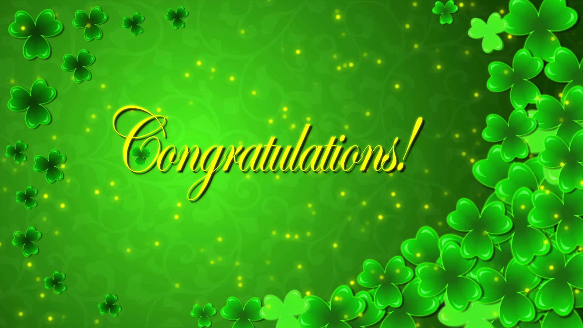 Green Lucky Clover Leaves Congratulations Picture