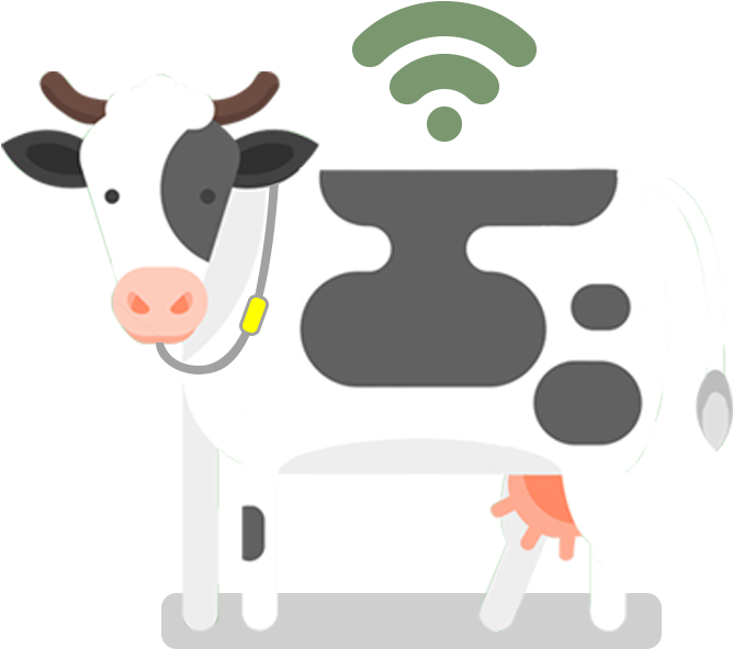 Connected Cow Cartoon Illustration PNG